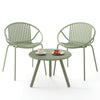 All Weather PP Patio Conversation 3 Pieces Bistro Set with Round Coffee table-Green