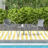 All Weather PP Patio Conversation 3 Pieces Bistro Set with Round Coffee table-Grey