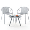 All Weather PP Patio Conversation 3 Pieces Bistro Set with Round Coffee table-Grey