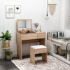 HOMCOM Dressing Table with Flip-Up Mirror and Cushioned Stool, Makeup Vanity Desk with Hidden Compartments and Storage Drawer, Convertible Writing Table for Bedroom, Natural