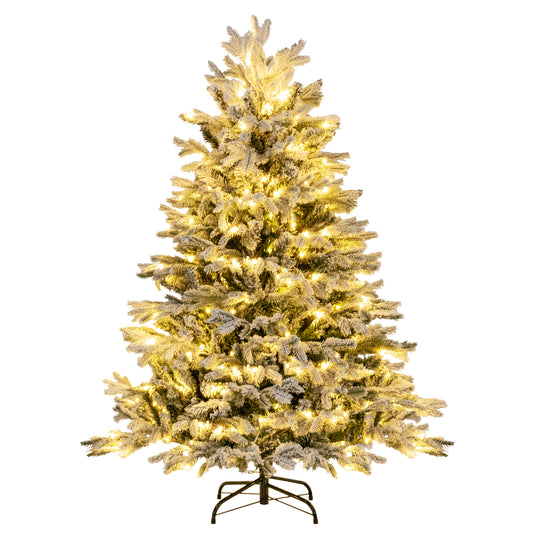 Pre-Lit Artificial Christmas Tree with snow-dusted branches and warm white LED lights