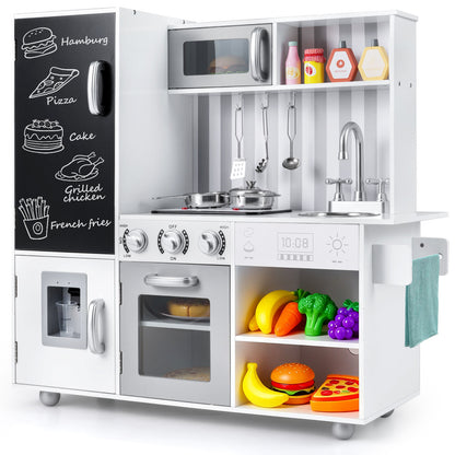 Pretend Play Kitchen for Kids with Utensils Aged 3+-Silver shown against a plain white background