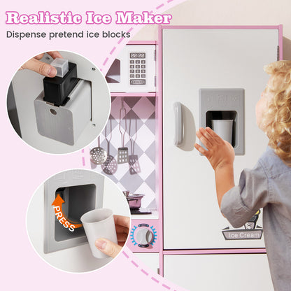 Close-up of the realistic ice maker on the play kitchen