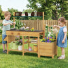 Pretend Mud Kitchen Play Kitchen with Removable Sink and Planter Boxes-Brown