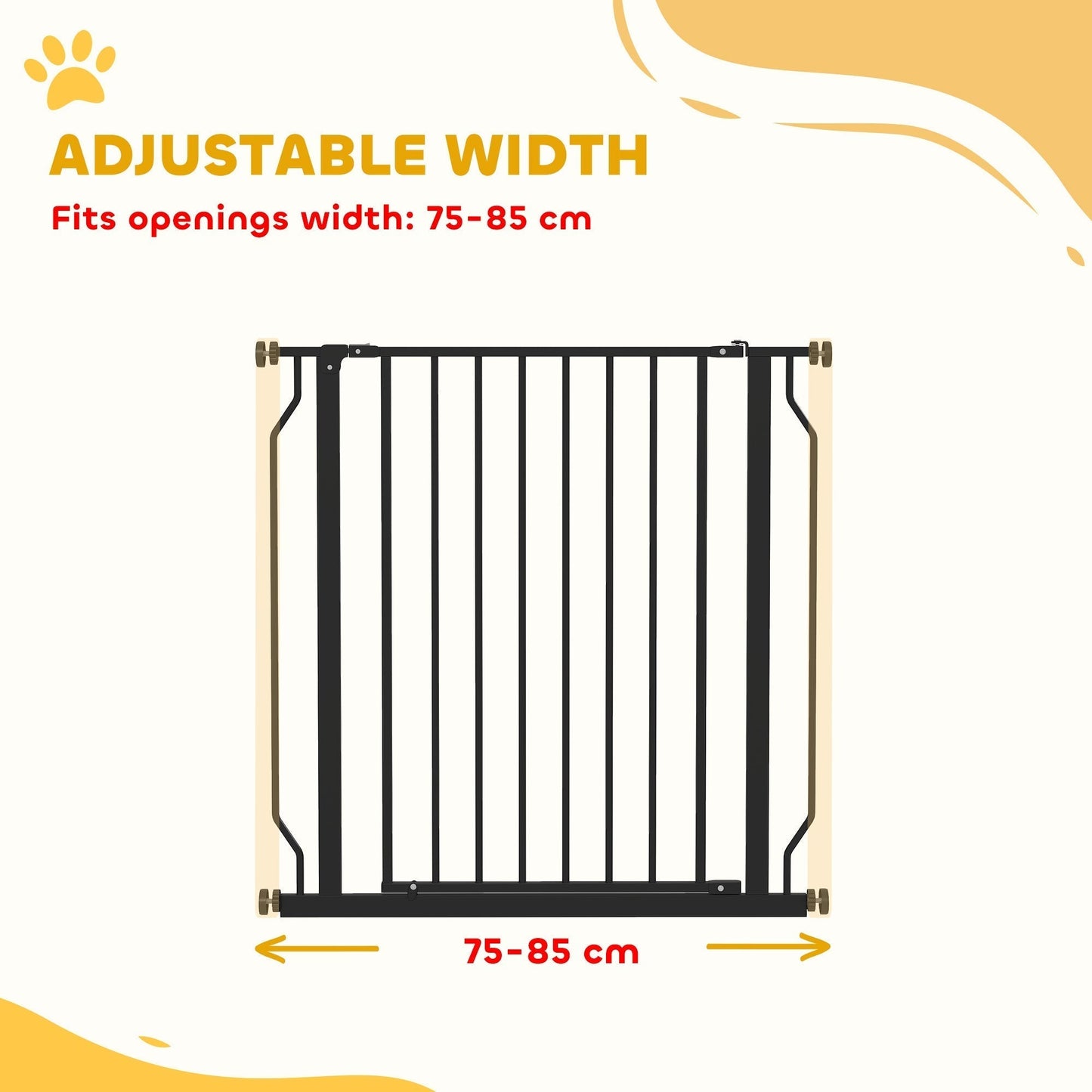 PawHut Extra Wide Dog Gate, with Door Pressure, for Doorways, Hallways, Staircases - Black