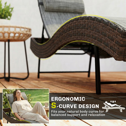 Outsunny Rattan Sun Lounger in Brown