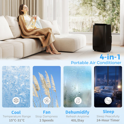 HOMCOM Portable Air Conditioner 14000 BTU in Black