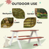 Outsunny Kids Picnic Table, Wooden Table and Bench Set, Kids Garden Furniture for Patio Aged 3-8 Years Old, Brown