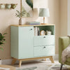 HOMCOM Sideboard Storage Cabinet, 80 cm Buffet Cabinet with 2 Drawers, Open Compartment, Adjustable Shelf, Light Green and Oak