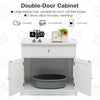Large Wooden Cat Litter Box Hidden Washroom Toilet with Drawer-White