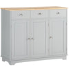 HOMCOM Sideboard with Rubberwood Top and Adjustable Shelves for Dining Room, Kitchen - Grey