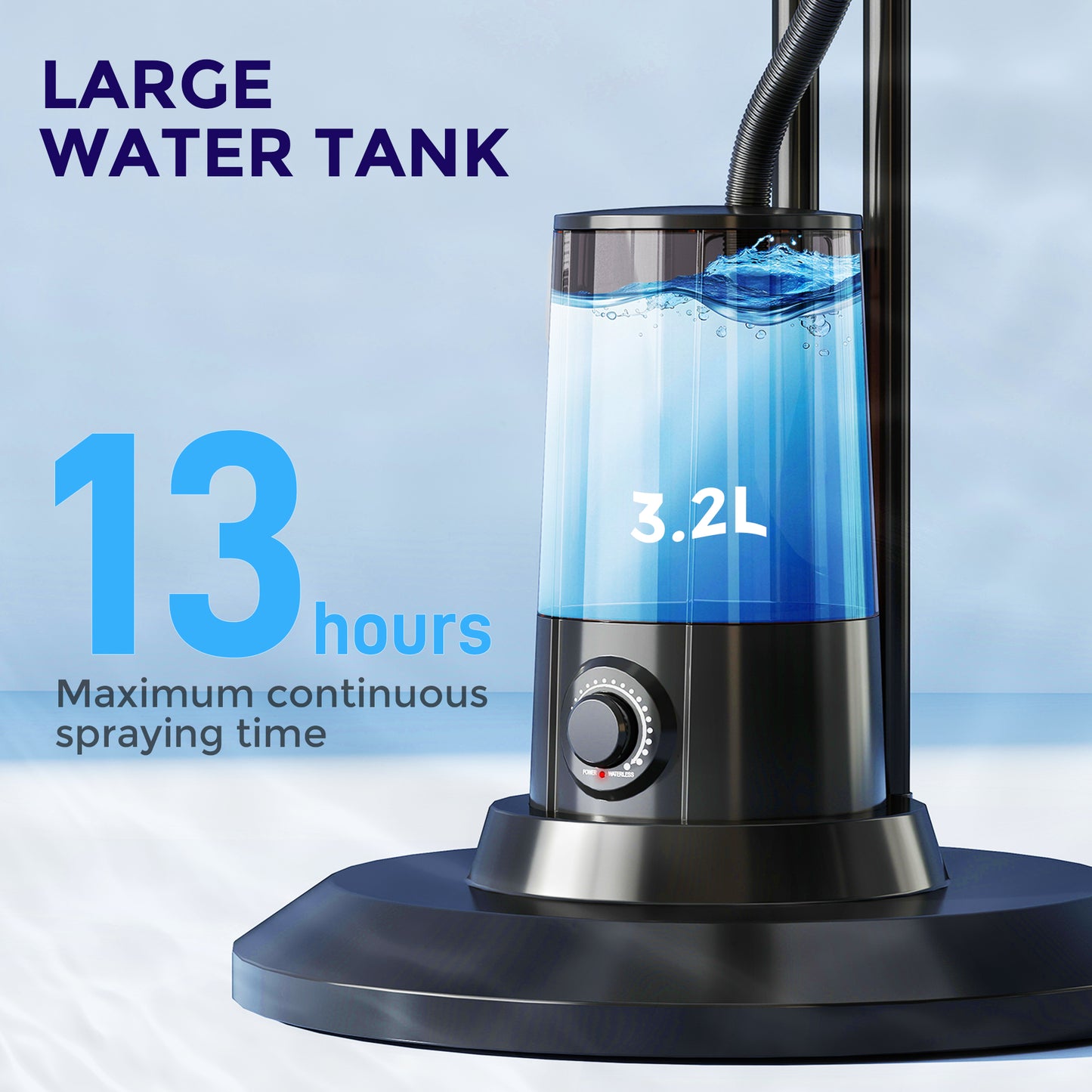 HOMCOM Pedestal Fan with Water Mist Spray, Spray Misting Fan with 70√Ç¬∞ Oscillation, Tilt Head, 4 Speeds, 3 Modes, Adjustable Mist, 3.2L Water Tank, for Home, 120 cm