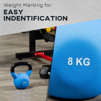 HOMCOM Soft Kettlebell, 8kg Kettle Bell with Non-Slip Handle for Home Gym Weight Lifting and Strength Training, Blue