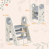 AIYAPLAY Foldable and Adjustable Kids Step Stool with Handle, Non-Slip, Grey