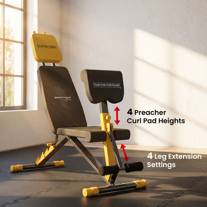 SPORTNOW Adjustable Weight Bench for Home Gym in Yellow
