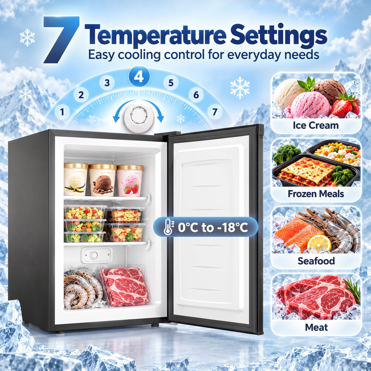 HOMCOM 85L Mini Freezer Countertop in Black