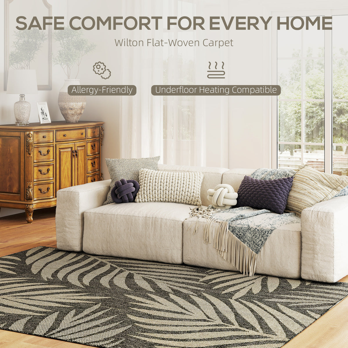 HOMCOM UV Resistant Indoor & Outdoor Area Rug in Grey