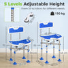 HOMCOM Shower Chair with U-Shaped Cutout, Height Adjustable Bath Bench, Padded Shower Stool for Elderly, Senior, Disabled, Blue