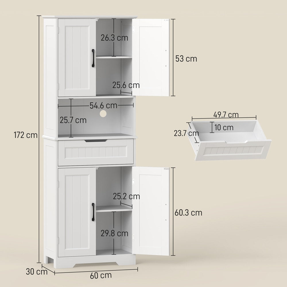 HOMCOM 172 cm Tall Kitchen Pantry Cupboard in White