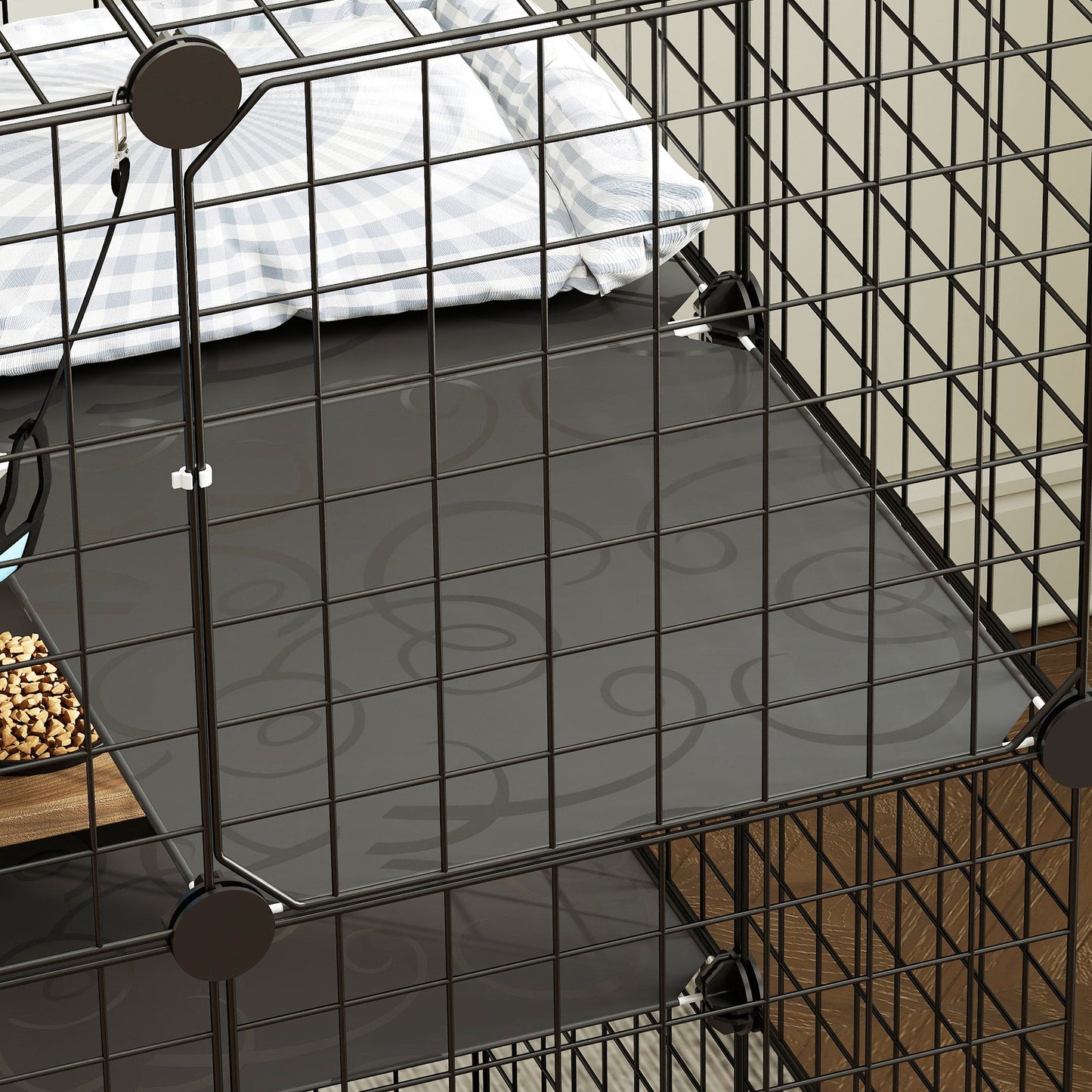 PawHut Indoor Cat Cage DIY Customizable 3-Tier Indoor Cat Enclosure with 3 Doors and Hammock 105 cm Black