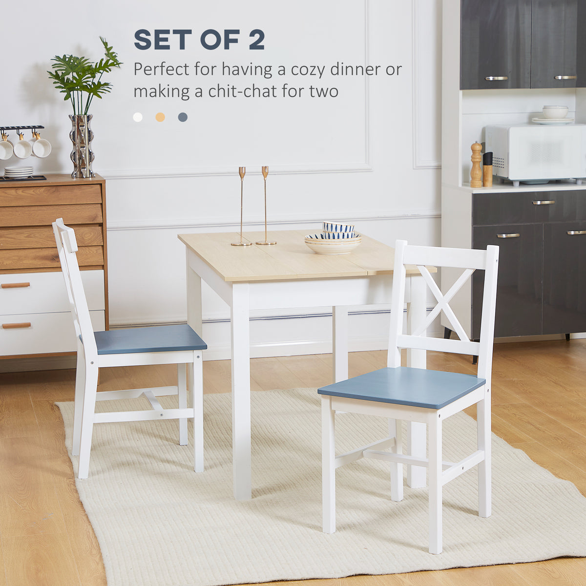 HOMCOM Dining Chairs Set of 2 in White