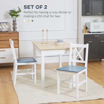 HOMCOM Dining Chairs Set of 2 in White