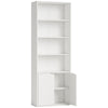 HOMCOM 6-Tier Tall Bookcase, Bookshelf with 4 Open Shelves and Double Door Storage Cabinet, Freestanding Display Rack for Living Room, Bedroom, Home Office, Study, 59 x 29 x 180cm, White