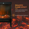 HOMCOM 180 Charming Electric Fireplace Heater, Quiet Freestanding Stove with LED Flame Effect, Level-less Temperature Control, Overheating Protection, 1000W/2000W, Black