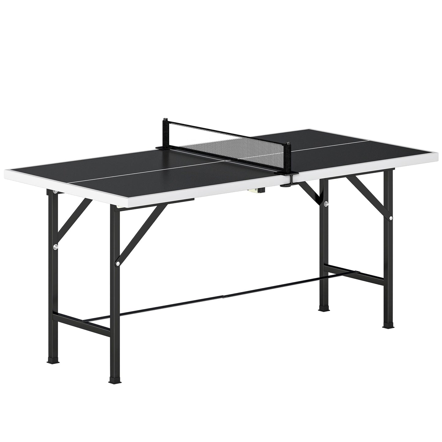 SPORTNOW 5ft Mid-Size Table Tennis Table, Ping Pong Table with Net, 2 Table Tennis Paddles and 3 Balls for Indoor Game, Black