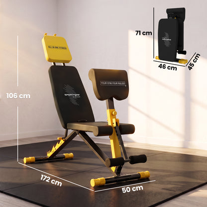 SPORTNOW Adjustable Weight Bench for Home Gym in Yellow