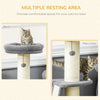 PawHut Cat Tree Tower with Scratching Posts, Pad, Bed, Toy Ball-Dark Grey