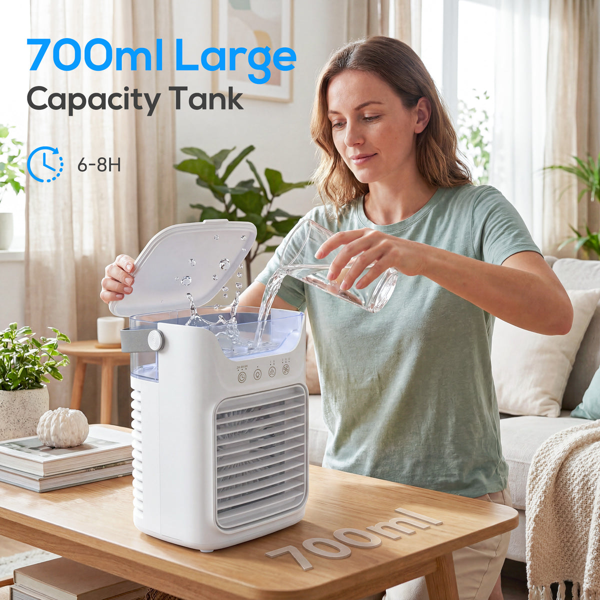 HOMCOM Air Cooler with Adjustable Head in White
