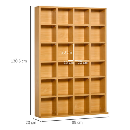 وحدة تخزين أقراص مدمجة (CD) من HOMCOM مع أرفف قابلة للتعديل، 89 × 130.5 سم، بلمسة نهائية من خشب الزان