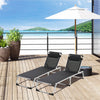 Outsunny Foldable Outdoor Sun Loungers Set of 2, Reclining Lounge Chair Camping Bed Cot with Pillow 4-Level Adjustable Back Aluminium Frame, Black