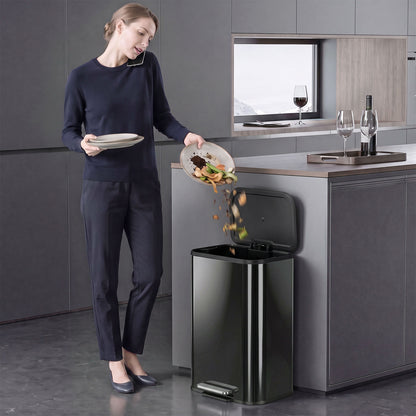 HOMCOM 50L Kitchen Bin in High Gloss Black
