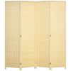 HOMCOM 4 Panel Folding Room Divider Screen, Wall Panel Privacy Furniture, Freestanding Paravent Partition Separator for Living Room, Bedroom and Office, 180 x 180cm, Natural