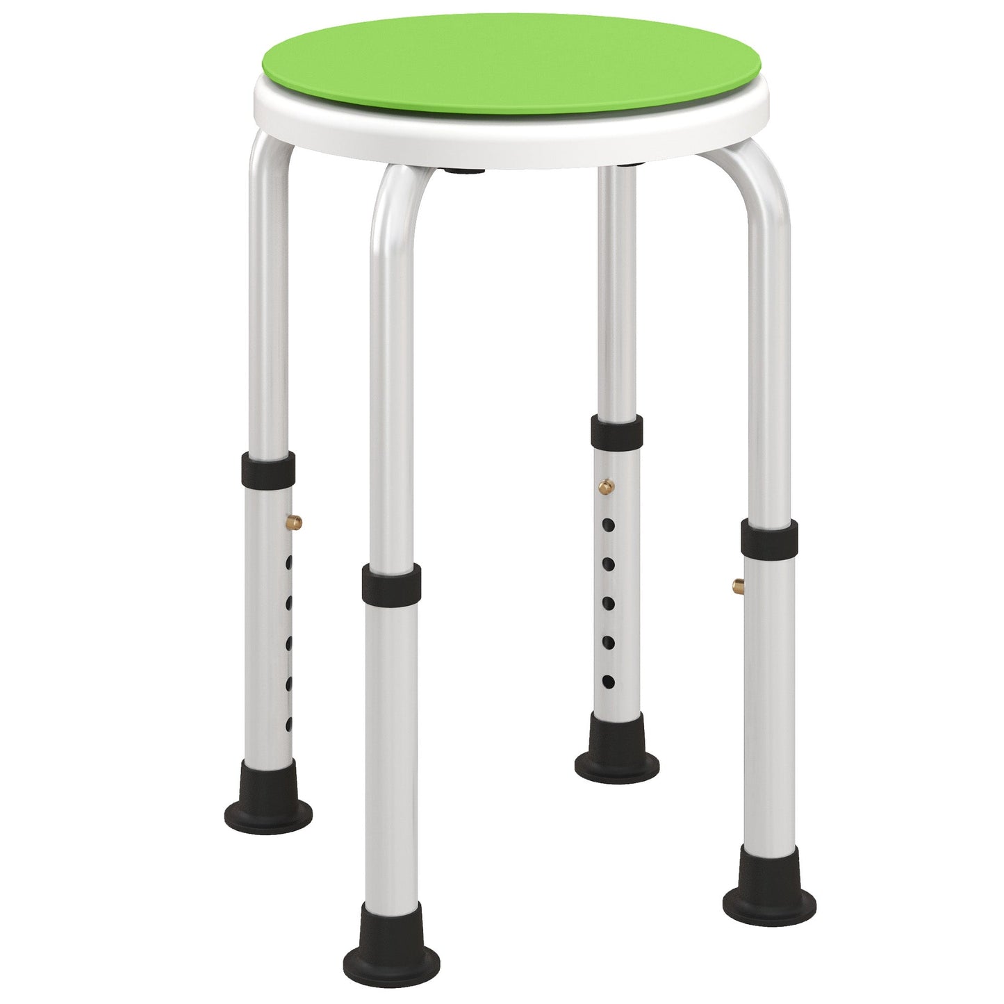 HOMCOM 360 Swivel Shower Chair, Height Adjustable Aluminium Shower Stool with Non-Slip Feet for Disabled, Elderly, Green