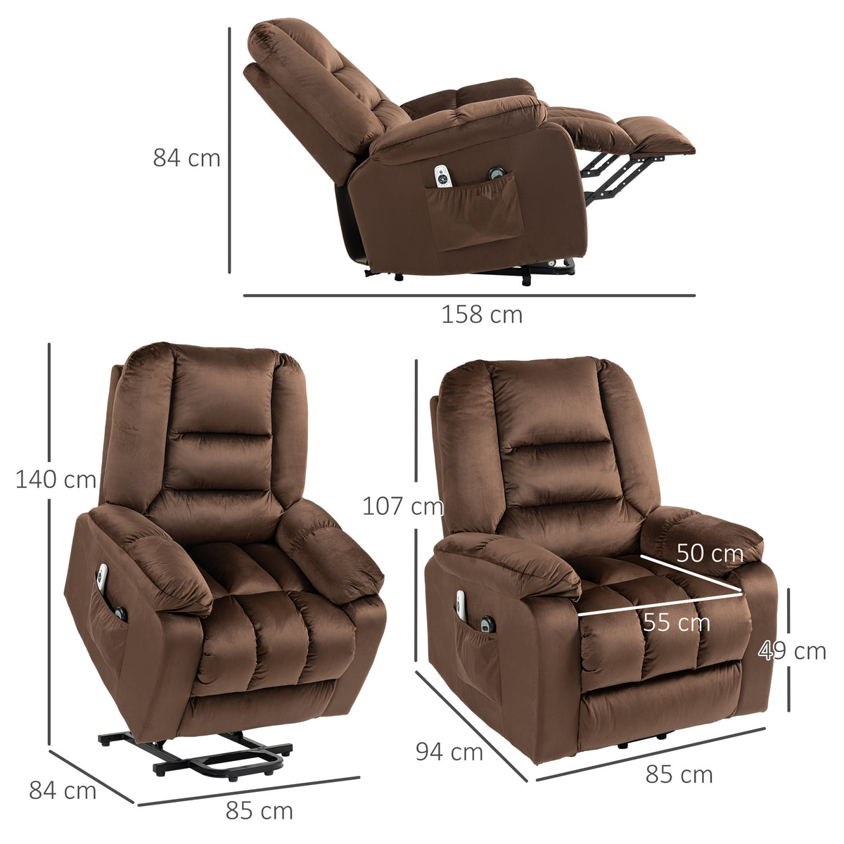 HOMCOM Leathaire Eight Massage Point Armchair in Dark Brown