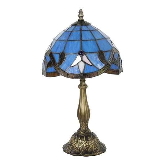 HOMCOM Tiffany Stained Glass Table Lamp in Purple