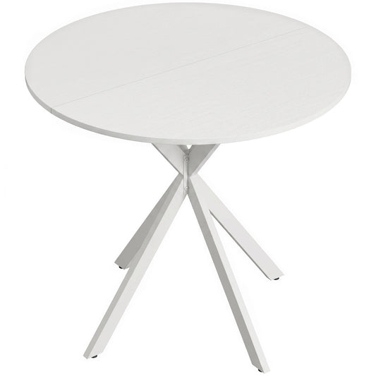HOMCOM 80cm Industrial Round Dining Table - White