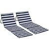 Outsunny Set of 2 Foldable Garden Beach Chair Mat, Outdoor Sun Lounger Seats with Adjustable Back, Magazine Pocket, Carry Bag