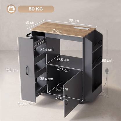 HOMCOM Kitchen Trolley on Wheels in Grey