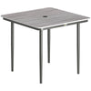 Outsunny Garden Dining Table for 4, 85 cm Square Outdoor Table with Umbrella Hole, Faux Wood Top, Metal Legs, Light Grey