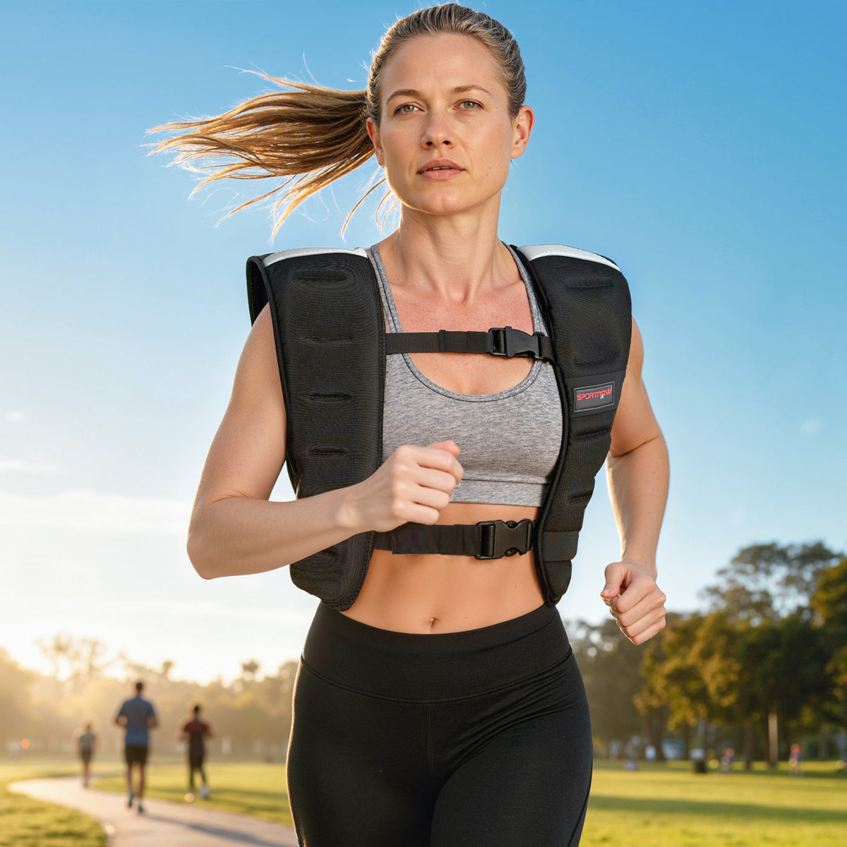 SPORTNOW Weighted Vest, 8 kg Weight Vest with Adjustable Straps, Reflective Strips, Black