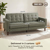 HOMCOM 3 Seater Sofa Button Tufted Upholstered Velvet Couch with Wood Legs for Living Room, Green