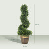 HOMCOM Set of 2 Artificial Plants, Topiary Spiral Boxwood Cypress Trees with Pot, for Home Indoor Outdoor Decor, 90cm