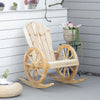 Outsunny Wooden Adirondack Rocking Chair Reclining Armchair Outdoor Garden Furniture Patio Porch Rocker - Natural