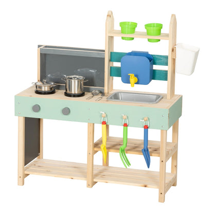 AIYAPLAY Mud Kitchen with Working Faucet in Blue