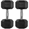 HOMCOM 2x15kg Rubber Hex Dumbbell Portable Hand Weights Dumbbell Home Gym Workout Fitness Hand Dumbbell