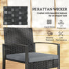 Outsunny Rattan Bistro Set, 3 Piece Garden Furniture Set with Glass Top Table and Cushions, Light Grey